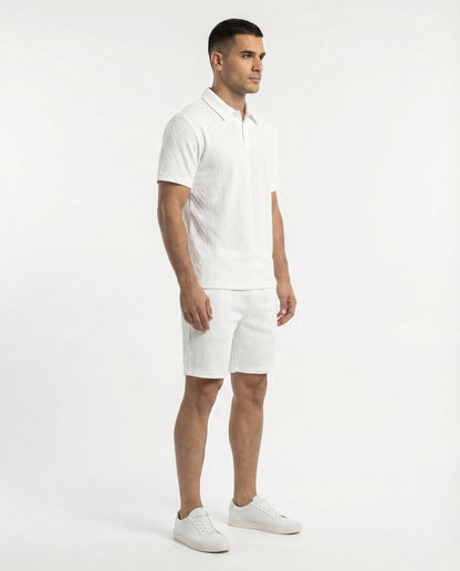 Kresnal Riviera polo and shorts set in White — side