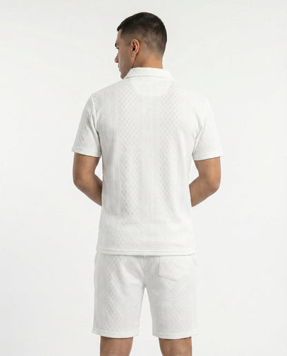 Kresnal Riviera polo and shorts set in White — back