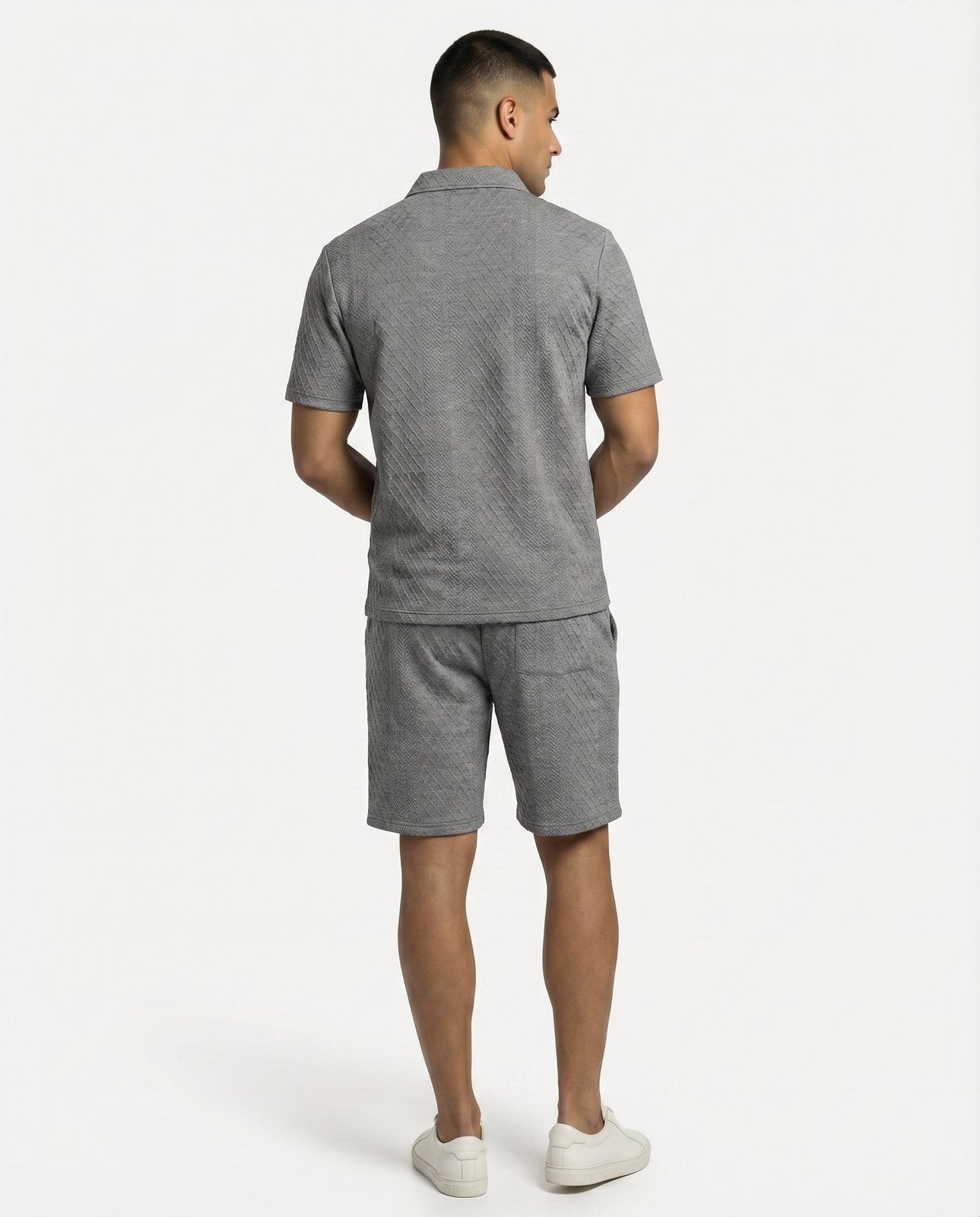 Kresnal Riviera polo and shorts set in Heather Gray — back
